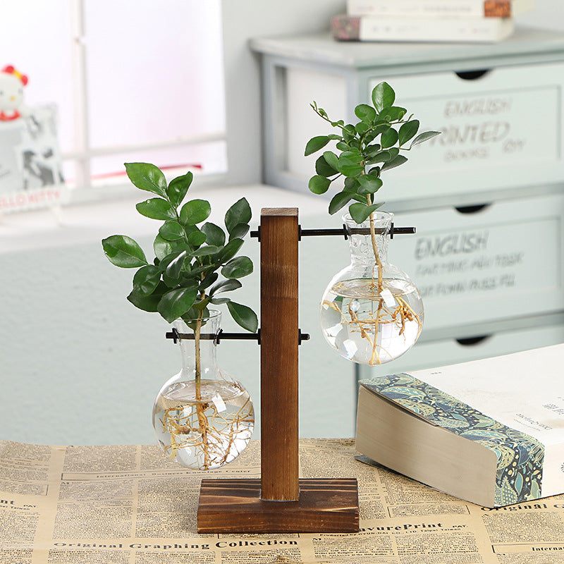 Creative Wooden Hydroponic Glass Vase