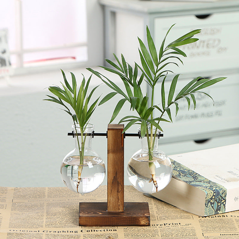 Creative Wooden Hydroponic Glass Vase