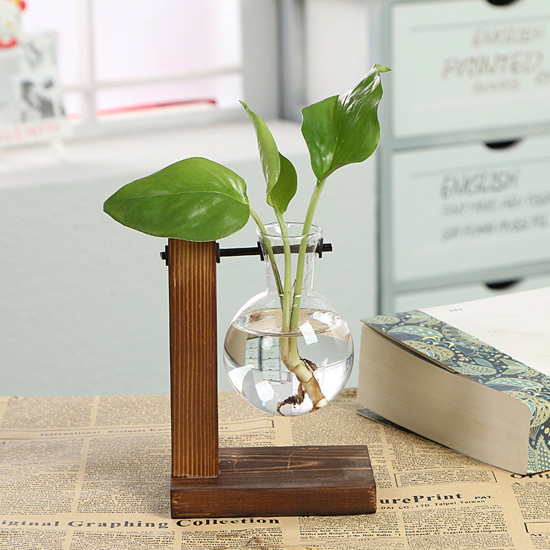 Creative Wooden Hydroponic Glass Vase