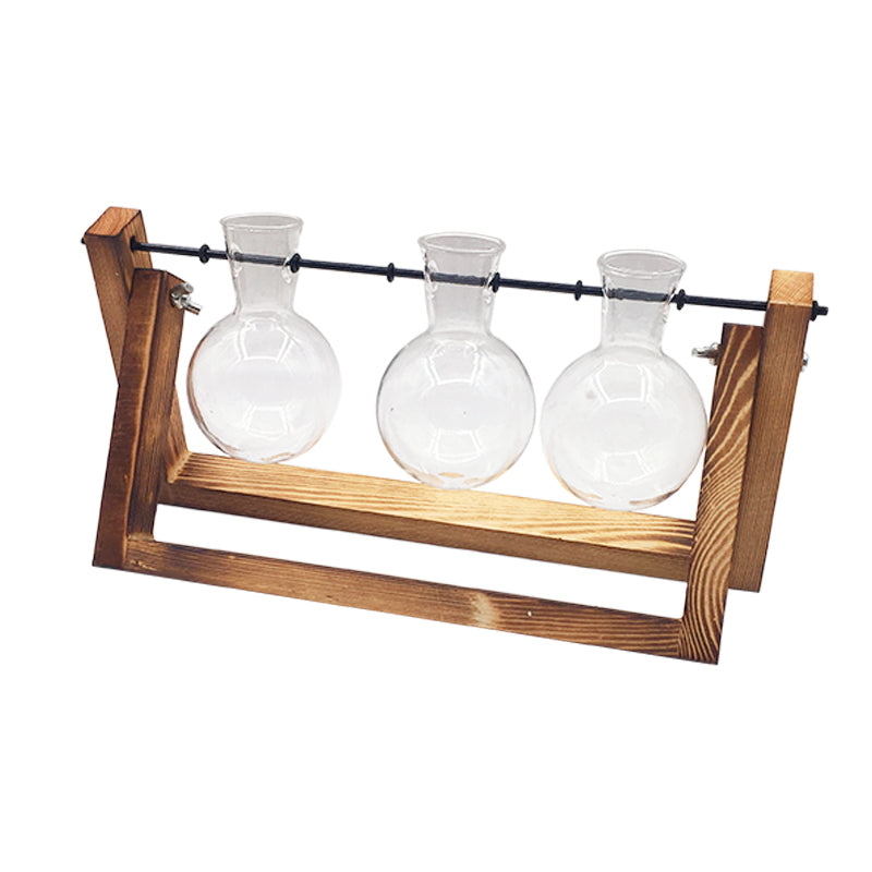 Swing Wooden Stand Hydroponic Glass Vase