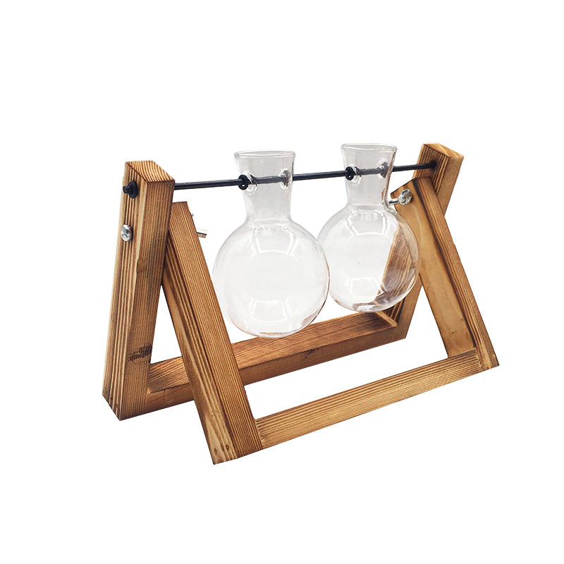 Swing Wooden Stand Hydroponic Glass Vase