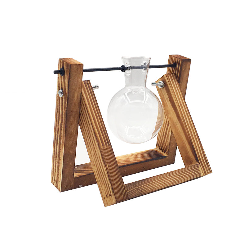 Swing Wooden Stand Hydroponic Glass Vase