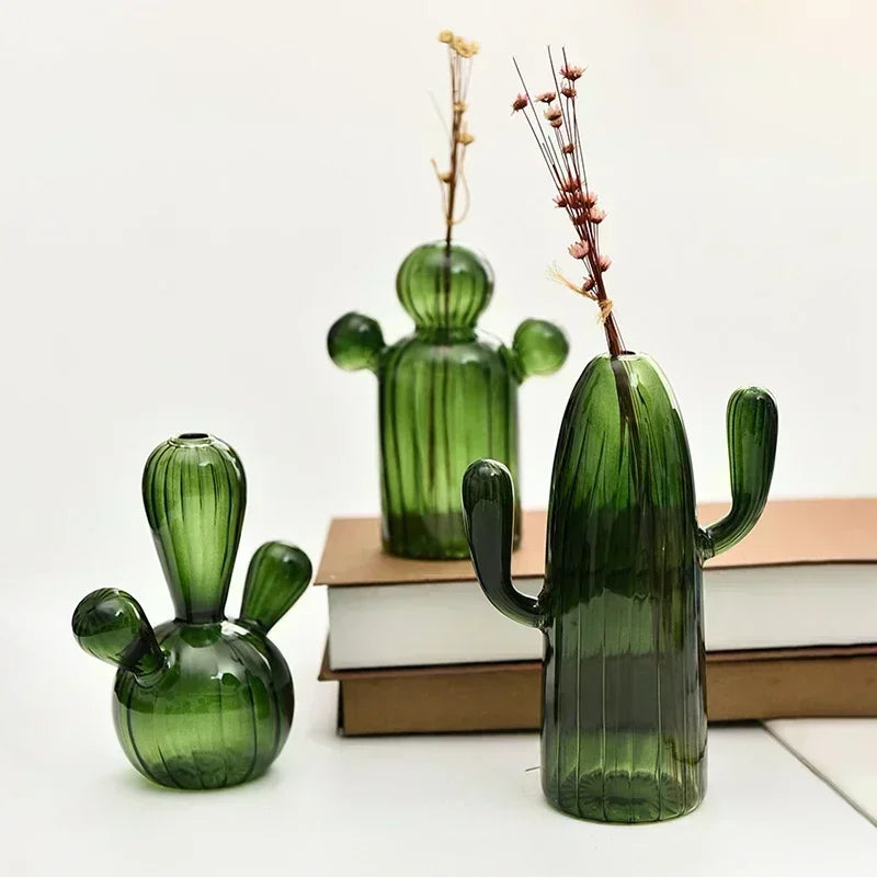 Cactus Shaped Glass Vase