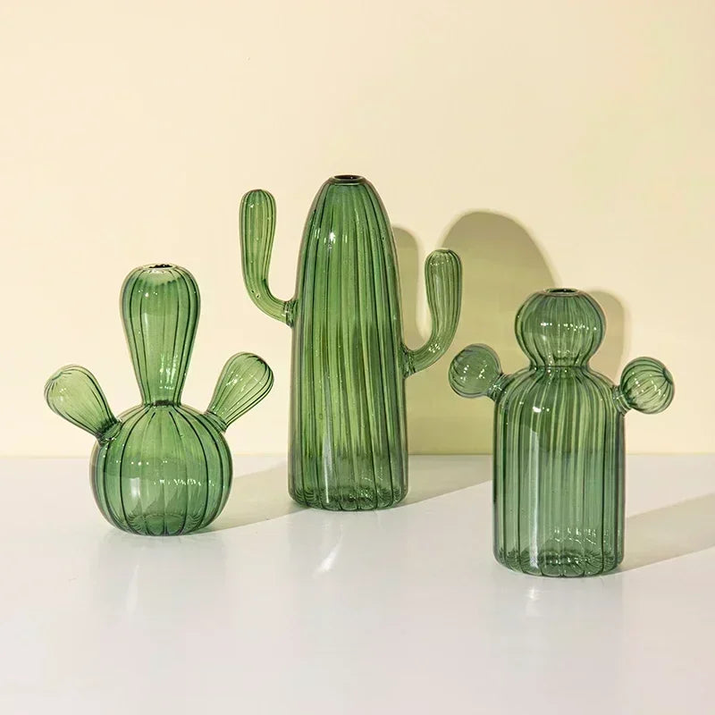 Cactus Shaped Glass Vase